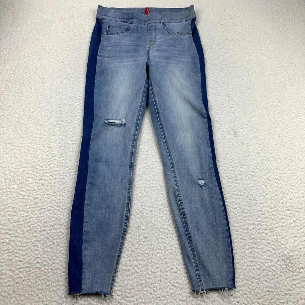 SPANX Women's Skinny Jeans - Light Blue with Stripe